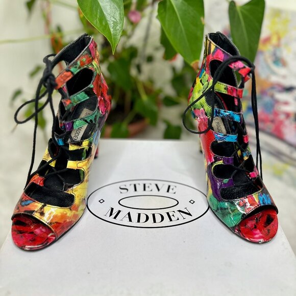 🎨 Steve Madden Multicolor Lace-Up Heels 🎨 - Picture 7 of 7